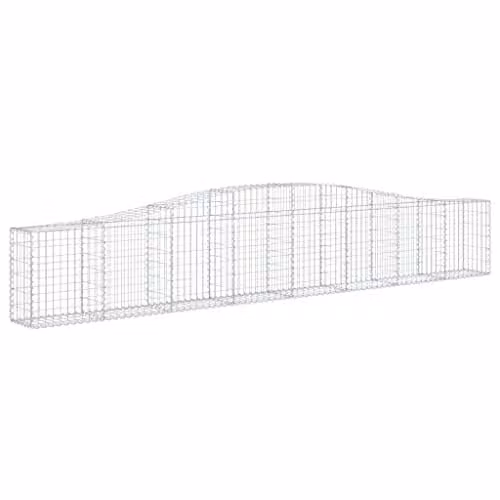 vidaXL Set of 10 Arched Gabion Baskets in Silver Galvanised Steel, W: 400 cm, D: 30 cm, H: 60/80 cm