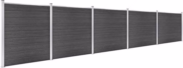 Berkfield Home WPC Fence Panel Set, Black, W: 872 cm, H: 186 cm