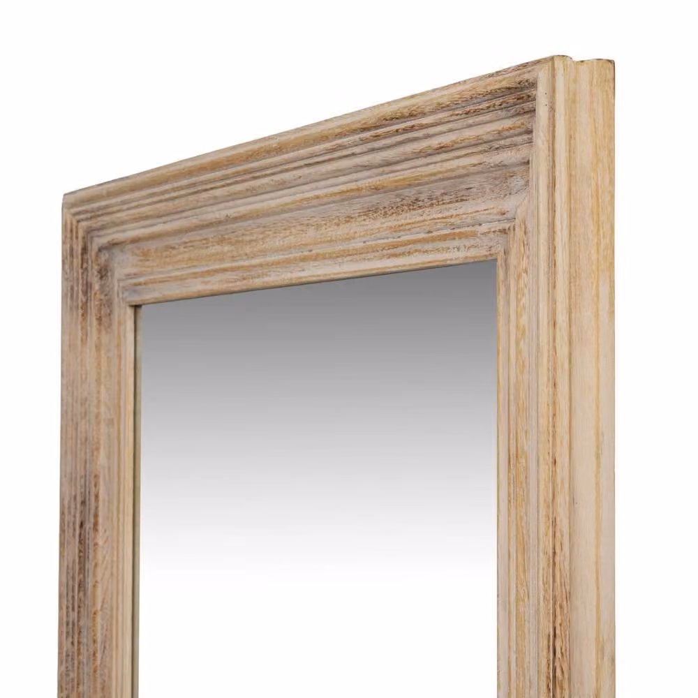Wyld Haus Large Rectangular Framed Mirror in Natural Washed Brown Wood – 3