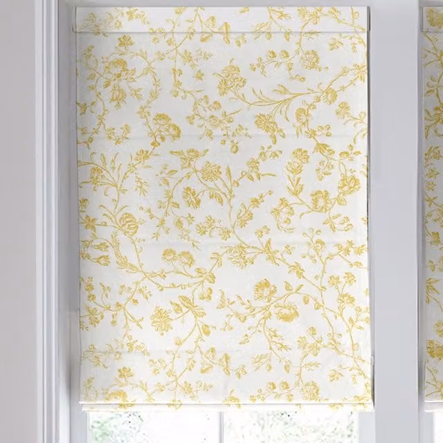 Laura Ashley Aria Made to Measure Blackout Floral Roman Blind in Yellow