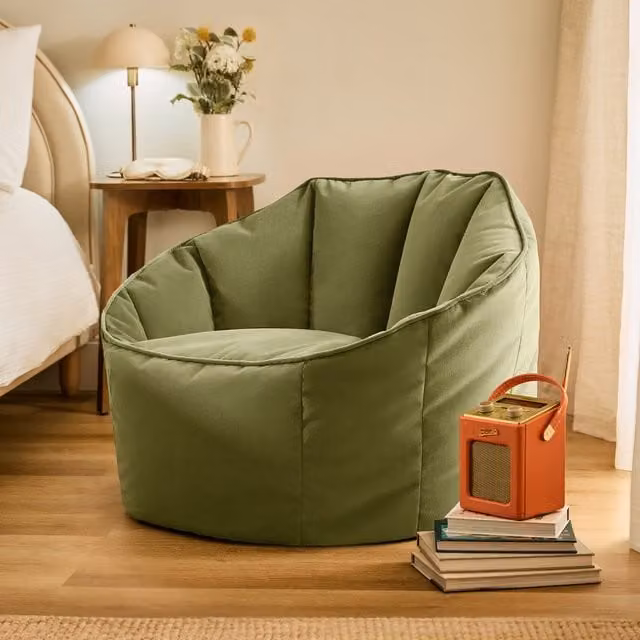 ICON Sirena Matt Velvet Bean Bag Accent Chair in Green – 1