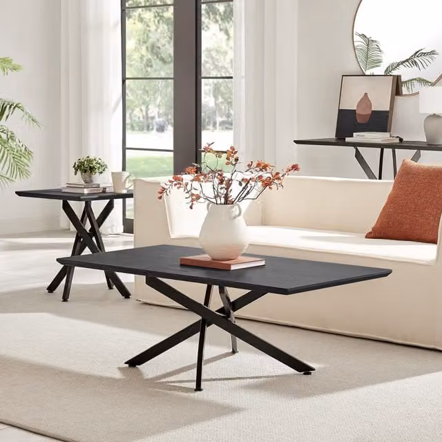 FurnitureboxUK Leonardo Rectangular Black Wood Veneer Coffee Table