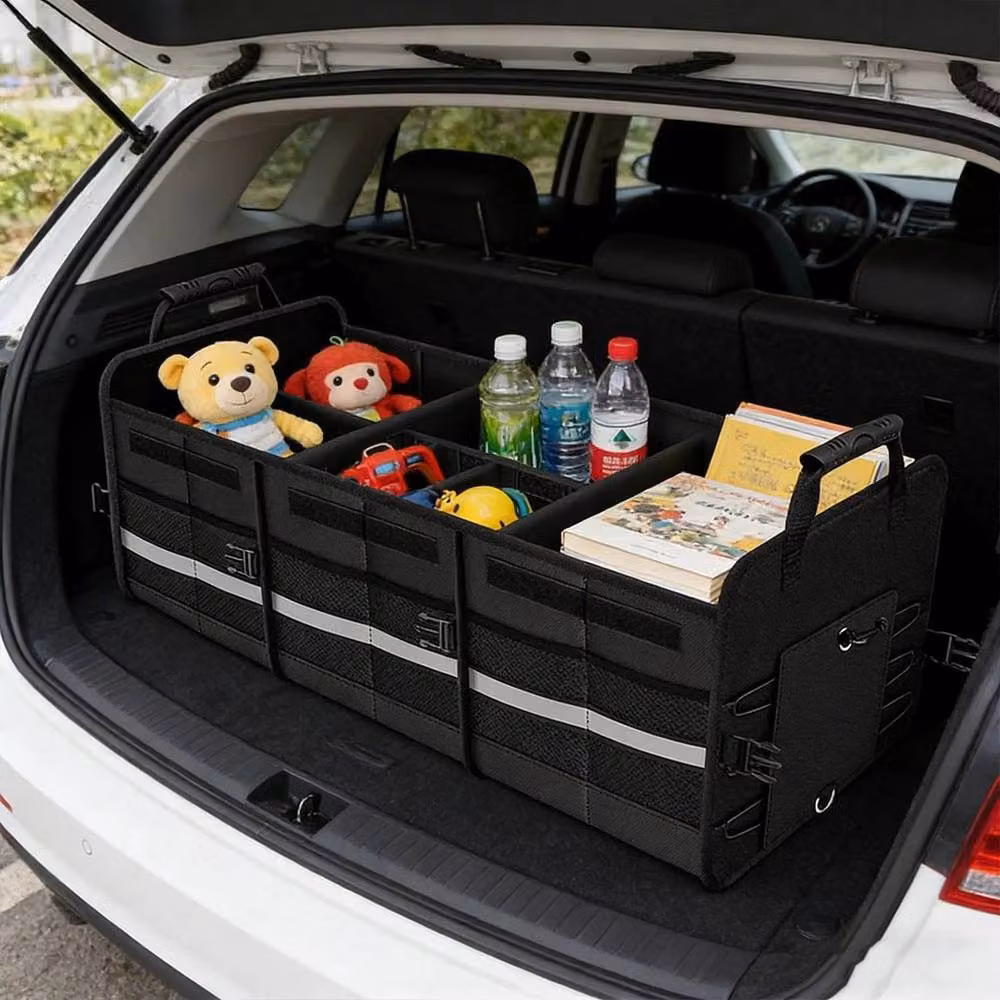 FLAVORA Extra Large Expandable Car Boot Organiser, Black, W: 50 cm, D: 50 cm, H: 50 cm – 2