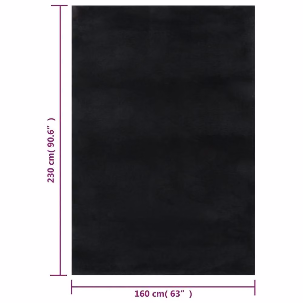Berkfield Home Washable Soft Shaggy Anti Slip Round Rug in Black, W: 160 cm, D: 230 cm – 2
