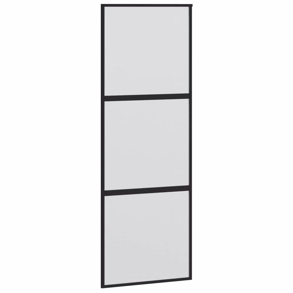 Berkfield Home Modern Sliding Door in Black with Tempered Glass and Aluminium, W: 76 cm, H: 205 cm – 2