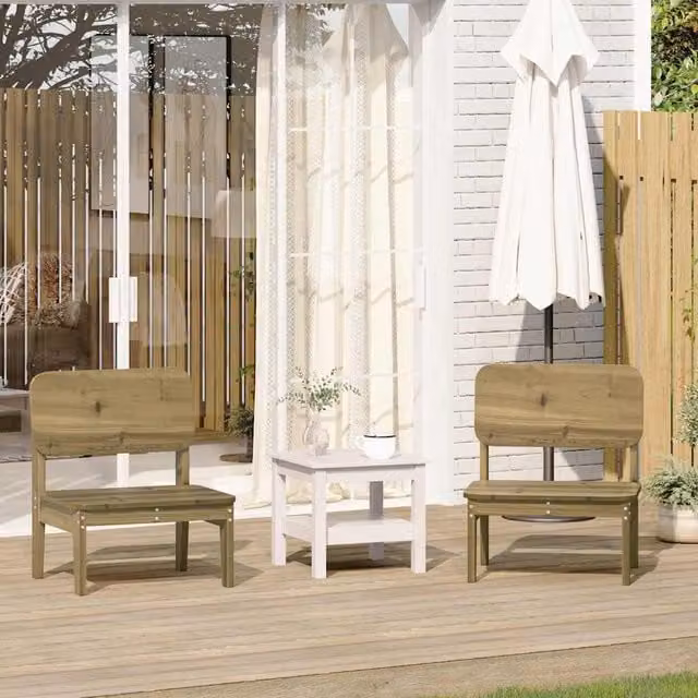 Berkfield Home Set of 2 Rustic Brown Impregnated Pine Garden Chairs, W: 60 cm, D: 52.5 cm, H: 72 cm