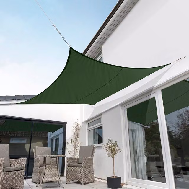 Kookaburra Square Waterproof Sun Shade Sail, Green, W/D: 360 x 360 cm, UPF 50