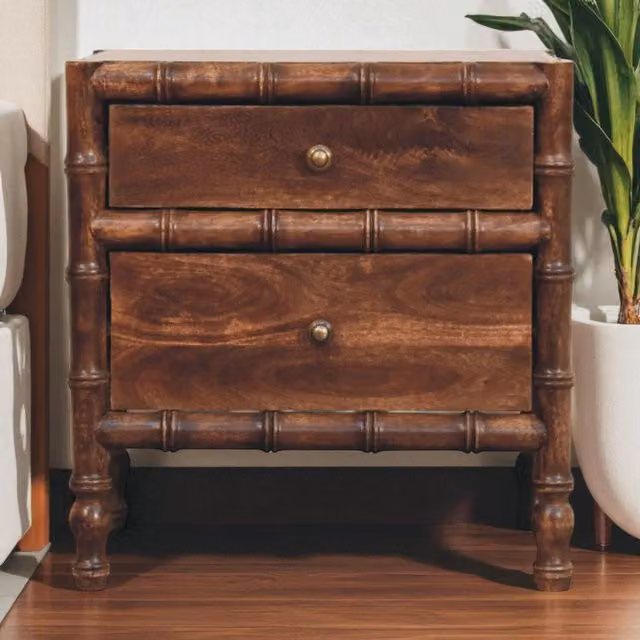 Artisan Furniture Mango and Bamboo Solid Wood Nightstand in Brown