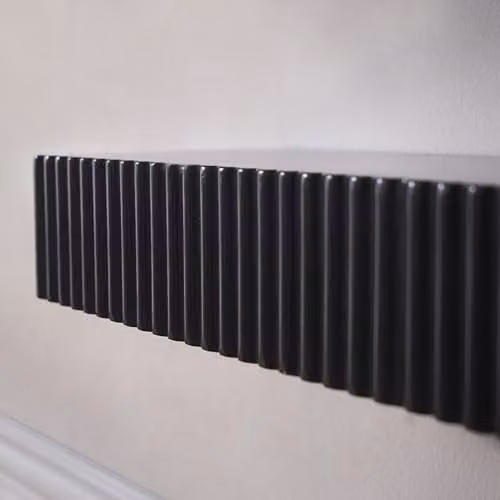 OHS Black Ribbed Floating Wall Shelf, Modern Matt Striped Decorative Shelf for Bedroom, Hallway or Home Office, W/D/H: 61 x 13 x 6 cm – 2