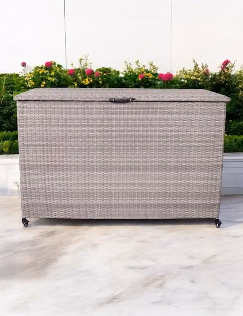 Royalcraft Rattan Cushion Storage Box in Light Grey