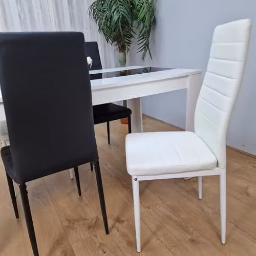 KOSY KOALA Modern Dining Table Set with 4 Chairs, White and Black, W/D/H: 140 x 80 x 75 cm – 4