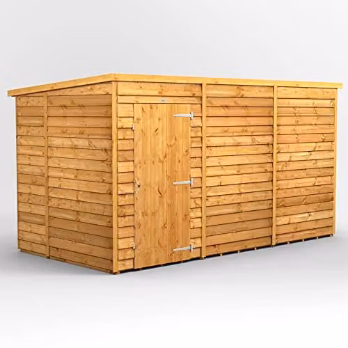 Powersheds Premium Pent Overlap Wooden Shed in Brown, Windowless, with 10 mm Extra Thick Timber – 1