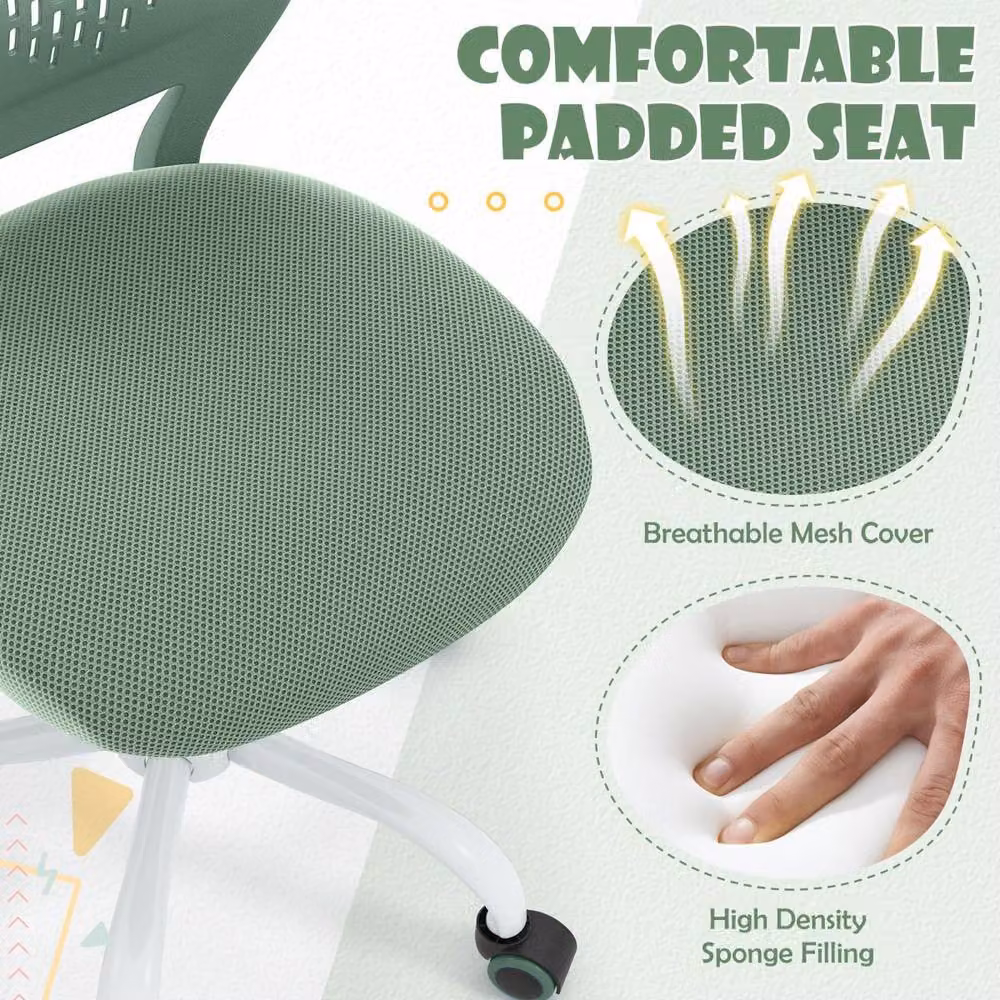 Costway Ergonomic Adjustable Childrens Study Chair in Green – 5