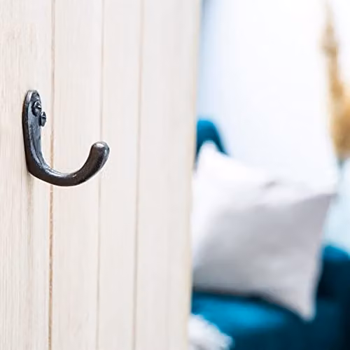 Hammer and Tongs Single Iron Robe Hook, Raw Grey, Pack of 5, W: 2.0 cm, H: 4.5 cm – 3
