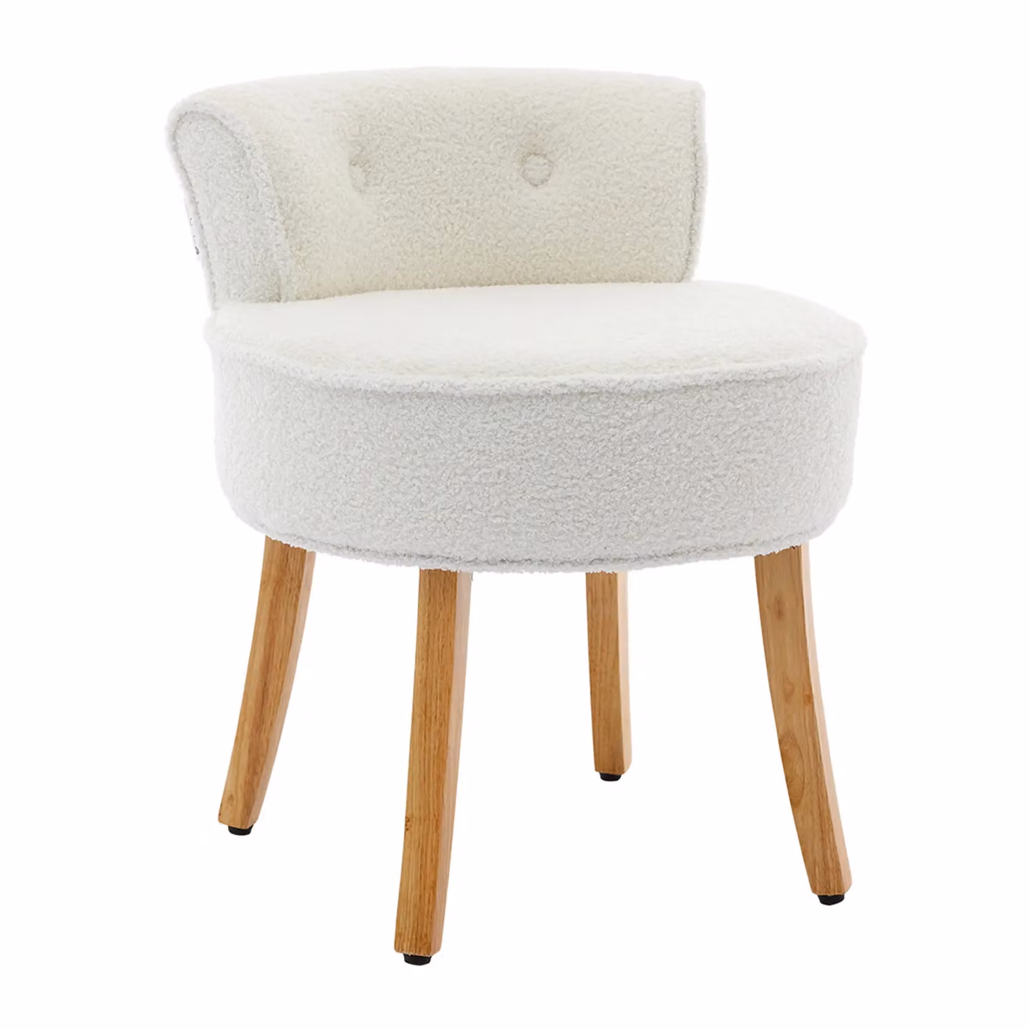 Living and Home Teddy Fleece Dressing Table Stool with Solid Rubberwood Legs in White – 3