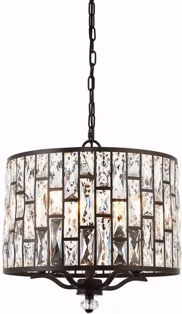 Endon Belle 5 Light Crystal Ceiling Pendant in Dark Bronze with Transparent Accents