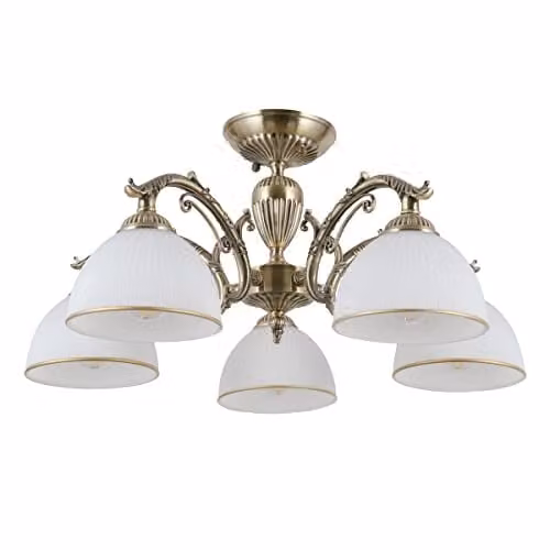Netlighting Feneza Modern 5-Light Multi Arm Semi Flush Ceiling Lamp with Glass Domes, E27, Brown – 1