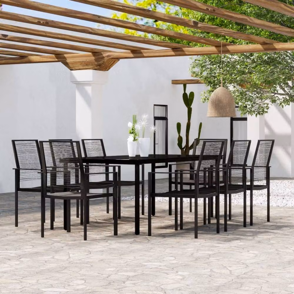 Berkfield Home 9 Piece Modern Garden Dining Set in Black – 2