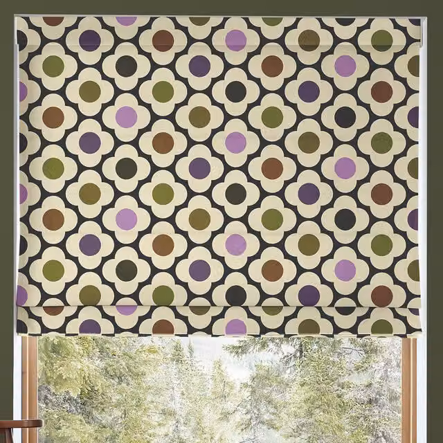 Orla Kiely Spot Flower Made To Measure Blackout Roman Blind in Multi Mauve