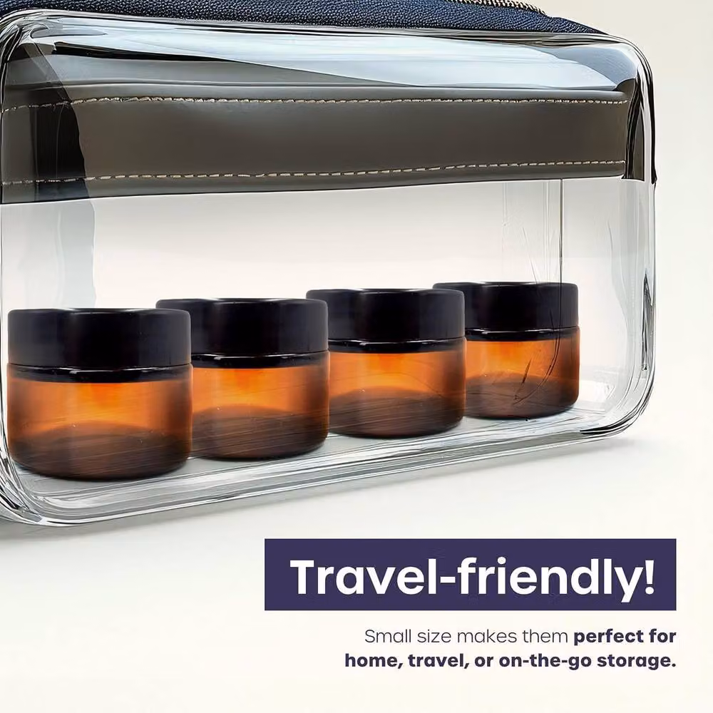 Volila 8 Pack Amber Glass Cosmetic Jars with Lids and Spatula, 60ml UV Protection Containers – 6