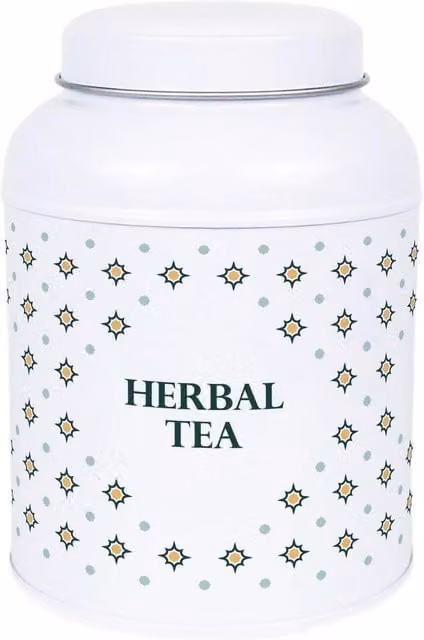 Purely Home Octagonal Stars Hot Chocolate Canister with Small Dome Lid, White Metal Kitchen Storage Tin