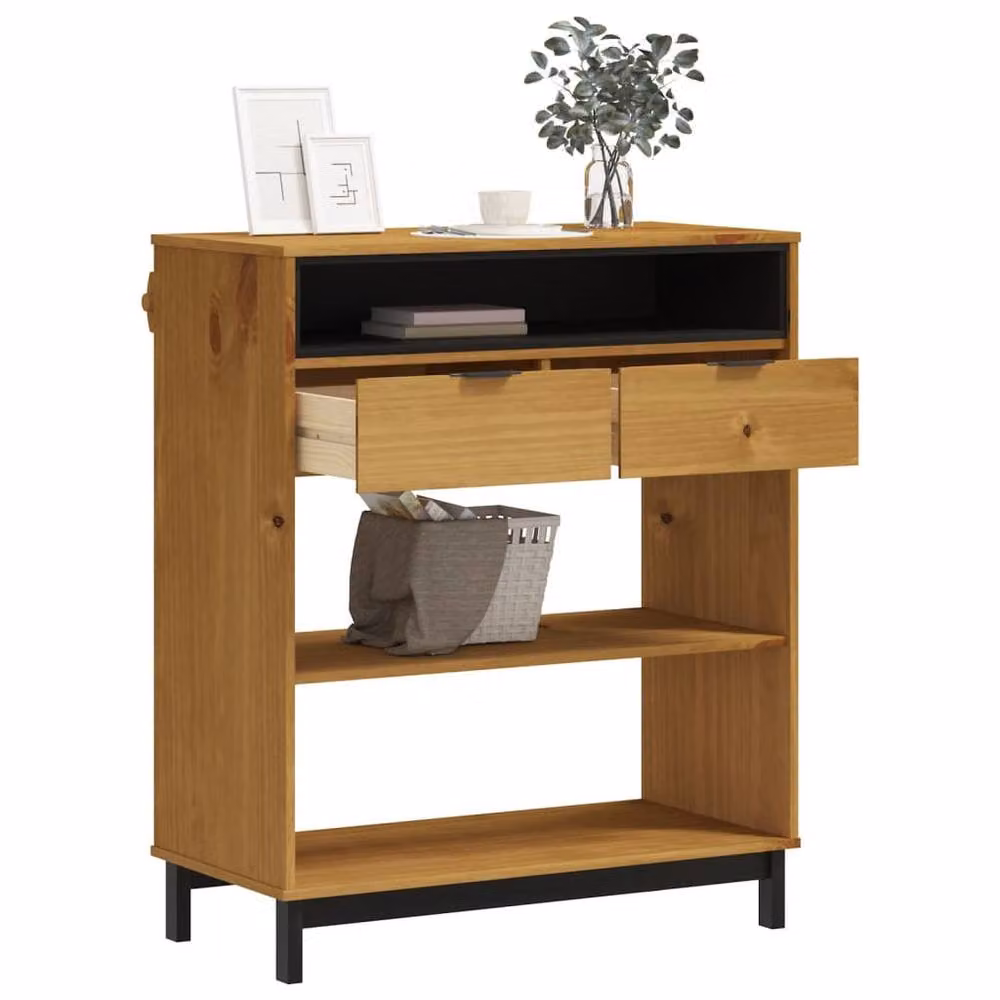 Berkfield FLAM Rustic Solid Wood Pine Home Bar Table in Brown, W/D/H: 92 x 45 x 110 cm – 3