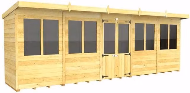 Buttercup Farm Pent Summer House in Brown Wood, W589 x D118 x H201 cm – 1