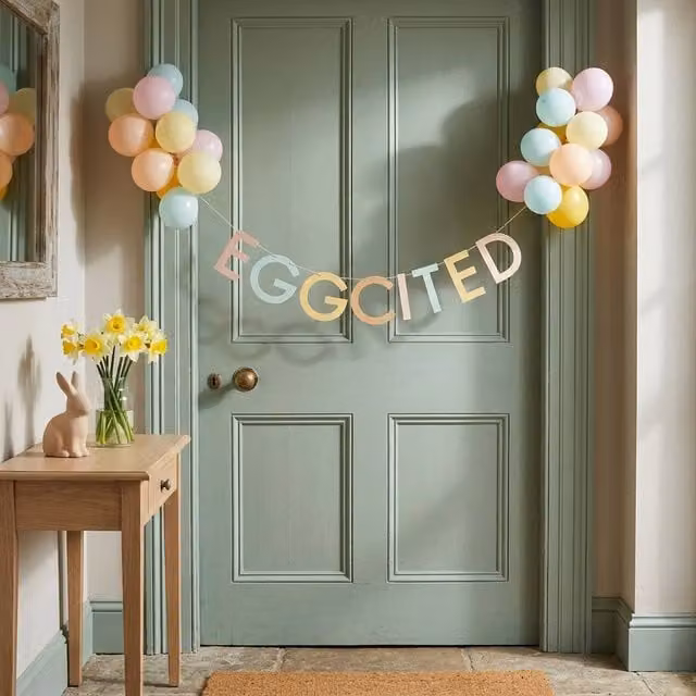 Garden Greatness Eggciting Decorative Easter Bunting Garland in Multicolour and Gold