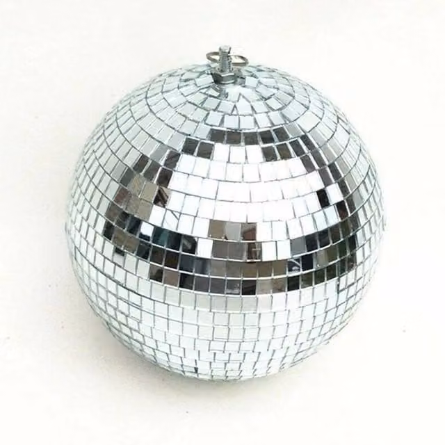 SPETLEK Silver Mirror Disco Ball Hanging Glass Bauble, Diameter: 15 cm