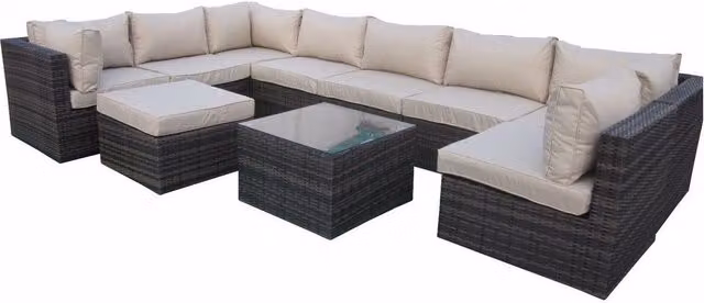 Furniture One 10 Piece Modular Rattan Outdoor Garden Sofa Set in Mix Brown