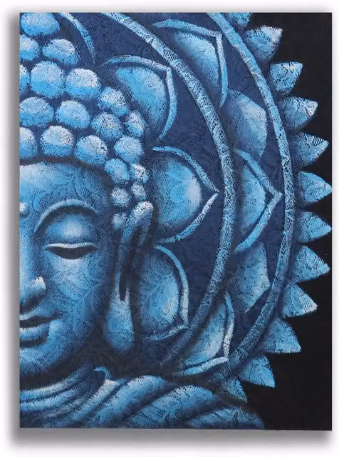 KDMD Blue Half Buddha Mandala Canvas Wall Hanging, W: 60 cm, H: 80 cm – 1