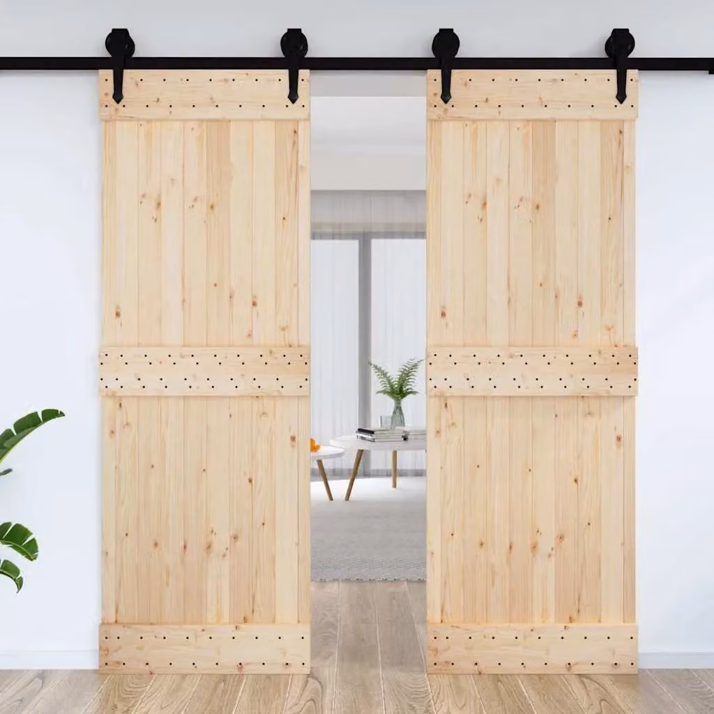 Berkfield Home Narvik Rustic Sliding Wood Door, Brown, W: 80 cm, H: 210 cm