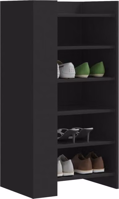 Berkfield Home Modern Black Shoe Cabinet with Internal Shelves, W/D/H: 52 x 37.5 x 100 cm