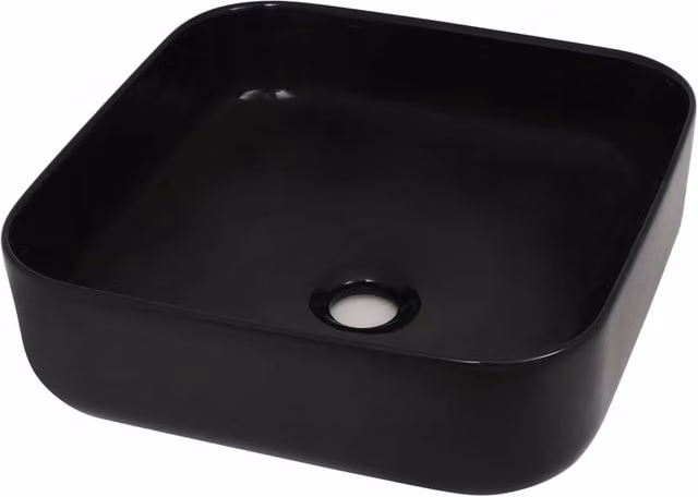 Berkfield Home Square Ceramic Basin in Black, W/D/H: 38 x 38 x 13.5 cm – 1