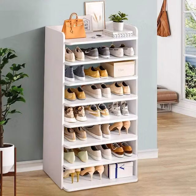 KORVIXA 8 Tier Shoe Rack Organiser in White, W/D/H: 50 x 50 x 120 cm