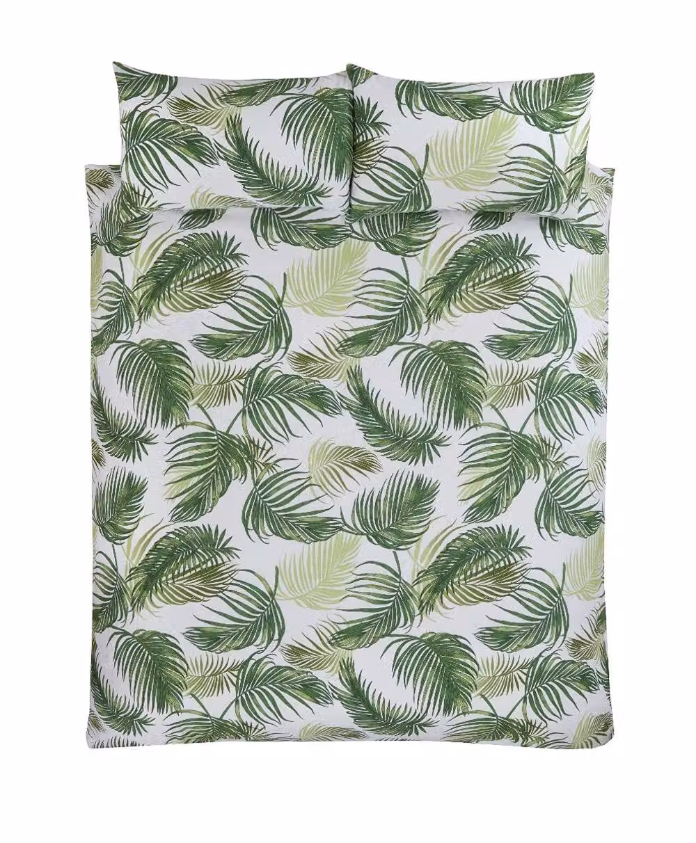 Smart Living Reversible Polycotton Floral Palm Print Duvet Cover and Pillowcase Set, Green, W: 140 cm, H: 200 cm – 3