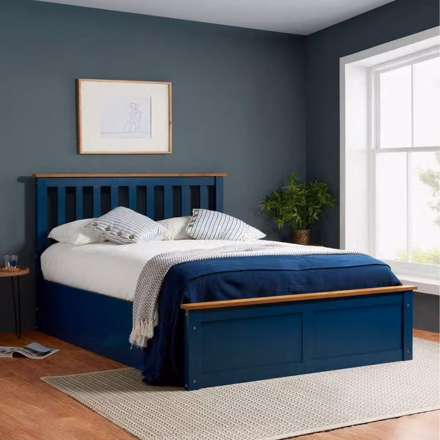 Birlea Phoenix Ottoman Bed in Blue, Small Double, W/D/H: 120 x 200 cm