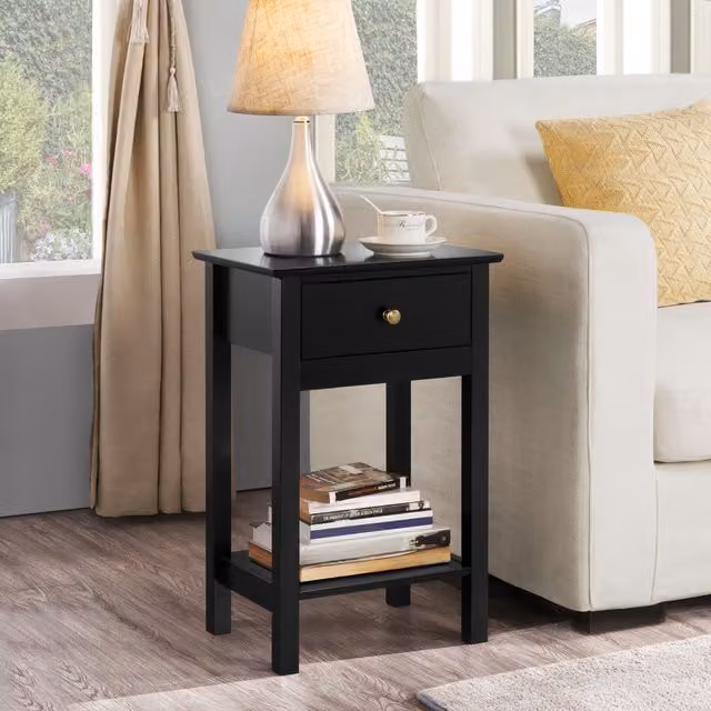 Yaheetech Set of 2 Modern Black Bedside Tables