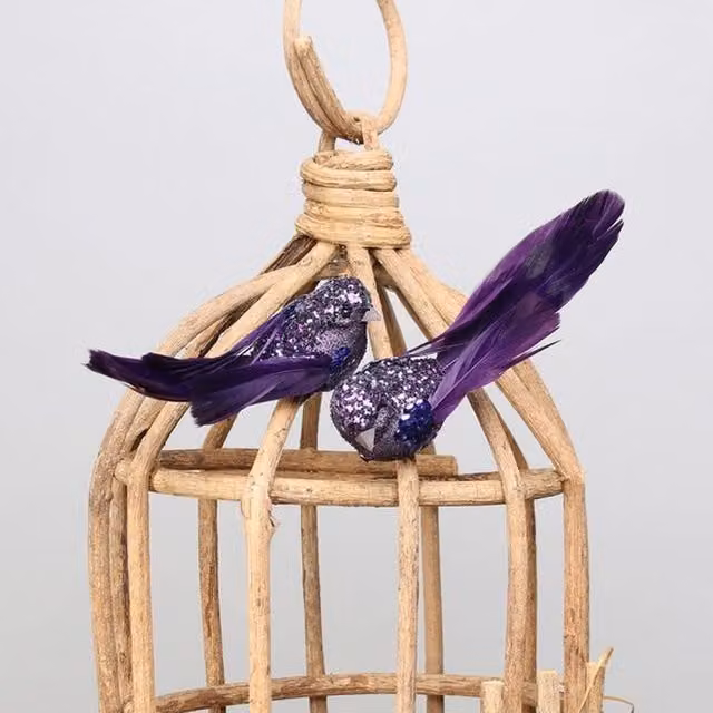 Kingsbury Gifts Pair of Purple Glitter Birds with Clip