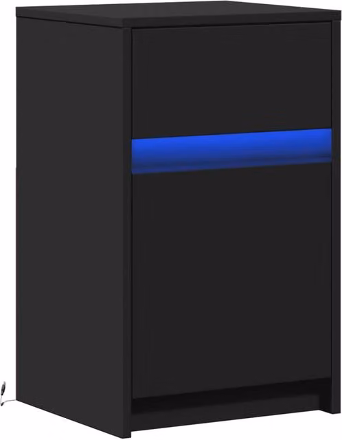 Berkfield Home Modern Black Bedside Cabinet with Integrated LED Lighting, W/D/H: 38 x 34 x 61 cm – 1