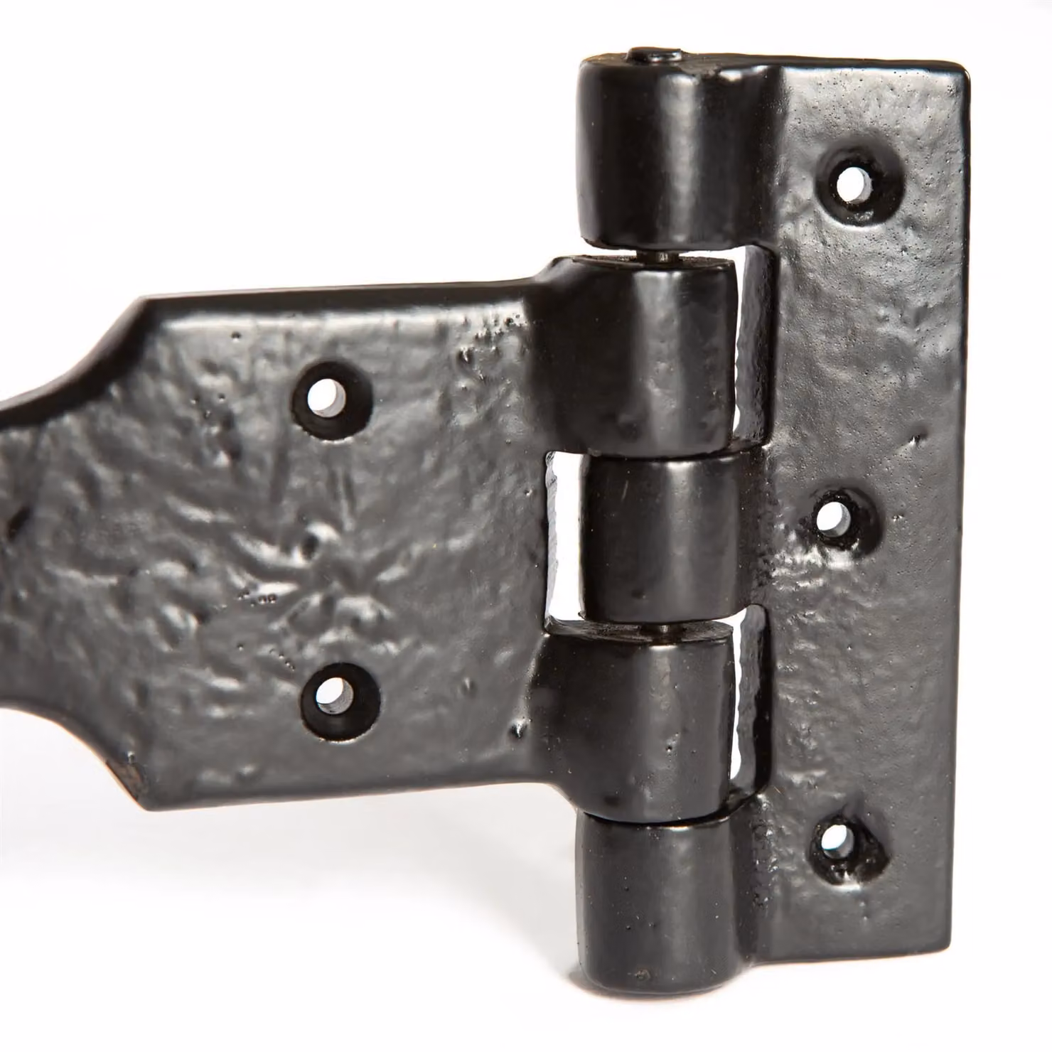 Hammer and Tongs Fleur De Lis T-Hinge in Matt Black Iron, Pack of 10, Width: 31 cm – 3