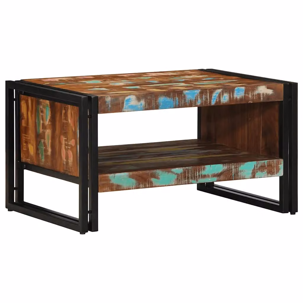 Berkfield Home Multicolour Reclaimed Solid Wood Coffee Table W: 70 cm, D: 50 cm, H: 38 cm – 2