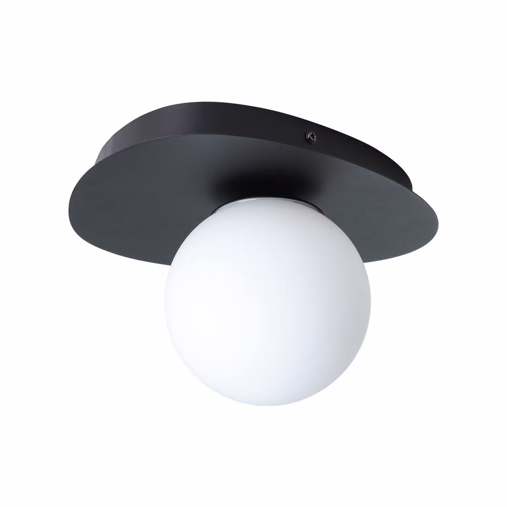 Eglo Castrovido Modern LED Bathroom Wall Light in Black with Transparent Glass Sphere – 1