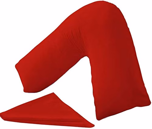Night Zone Red Polycotton V Shaped Maternity and Orthopaedic Support Pillowcase