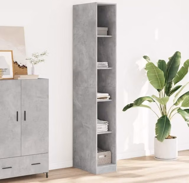 Berkfield Home Wardrobe in Concrete Grey, W/D/H: 30 x 50 x 200 cm