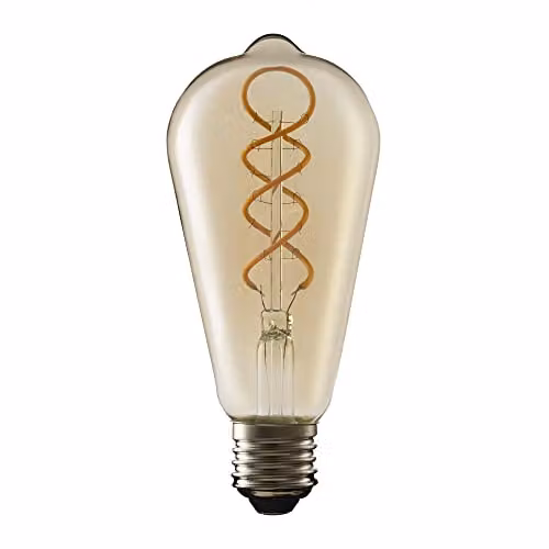 TCP Decorative Filament LED Bulb, Amber Glass, ST64, 4W, E27, 220 Lumens, 2000K, Non-Dimmable