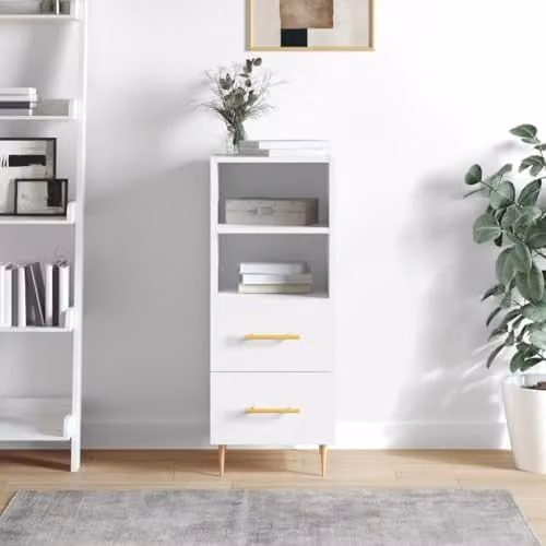 vidaXL Modern High Gloss White Sideboard in Engineered Wood W/D/H: 34.5 x 34.0 x 90.0 cm