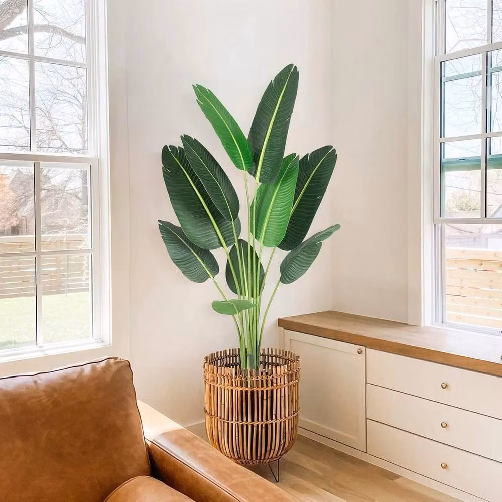 VOGREX Large Artificial Banana Tree Potted Fake Plant in Green, Height: 152.4 cm – 4