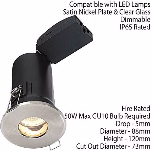 Loops IP65 Bathroom Recessed Ceiling Downlight in Silver, GU10 Dimmable LED Compatible Spotlight