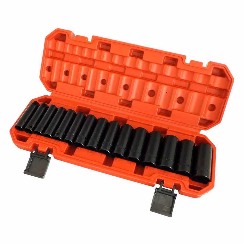 SPETLEK 15-Piece Deep Impact Socket Set, 8-22mm, Red and Black – 2